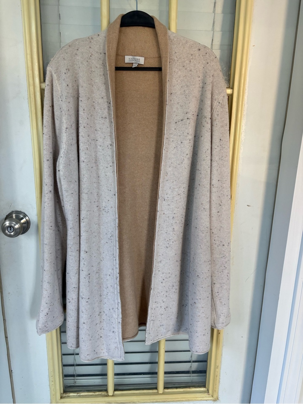 Cashmere Open Front Cardigan Sweater - Cream/Tan